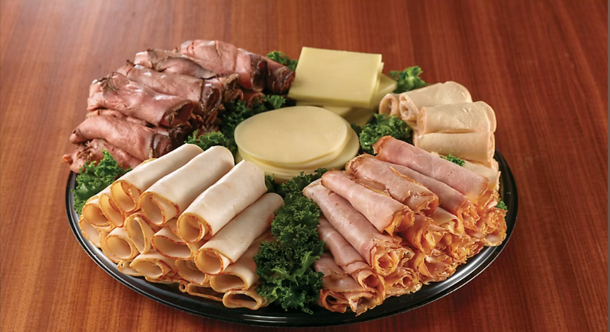 BJ's Entertainer Platter with rolled deli meats and sliced cheeses