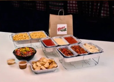 Buca di Beppo family-style Italian catering spread