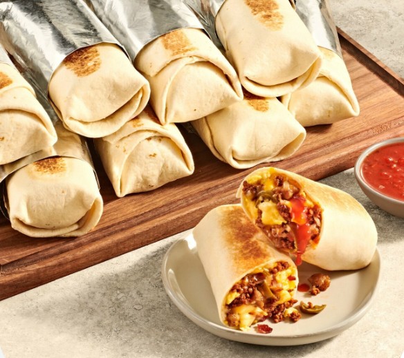 Denny's Original Grand Slam catering pack with pancakes, eggs, bacon, and sausage for a morning meeting