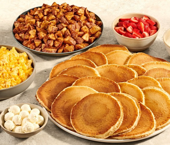 Denny's Grand Slam Burrito and breakfast packs boxed up for office pickup