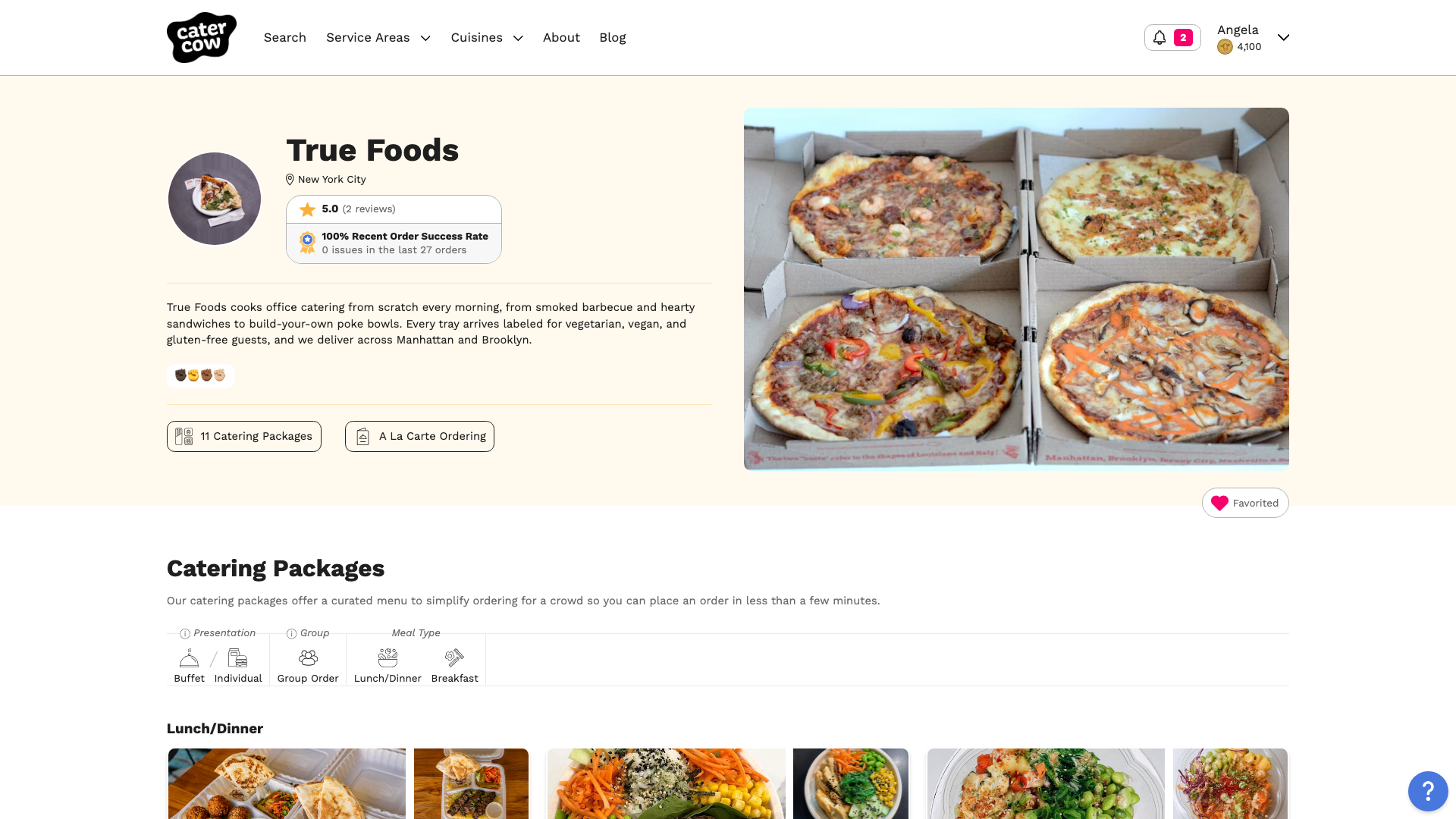 The Favorite button on a restaurant page, shown in the Favorited state