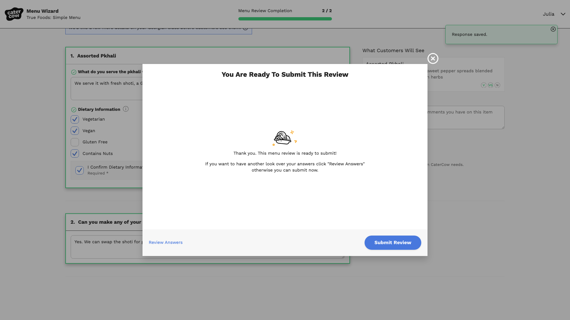 The You Are Ready To Submit This Review popup with the Submit Review button