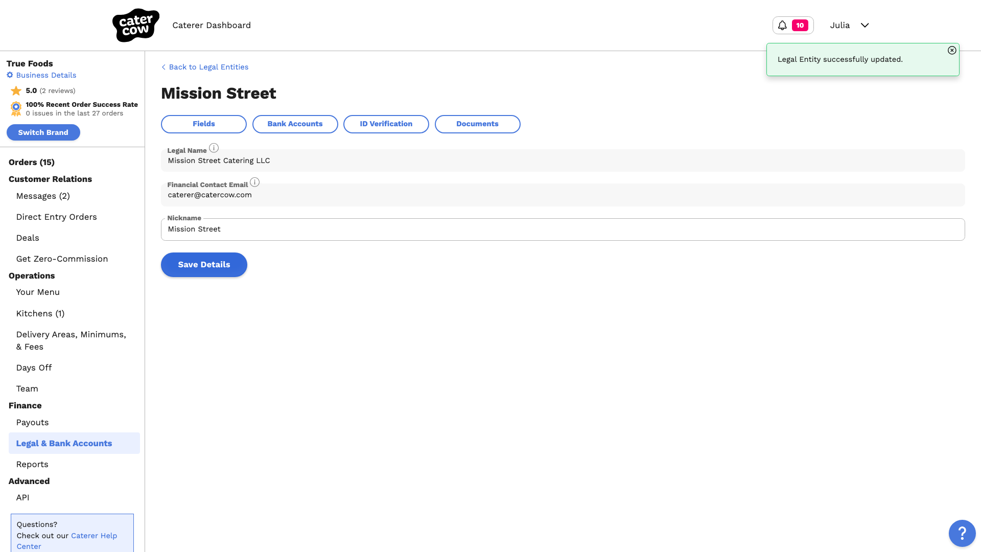 The legal entity’s page titled with its new nickname, Mission Street